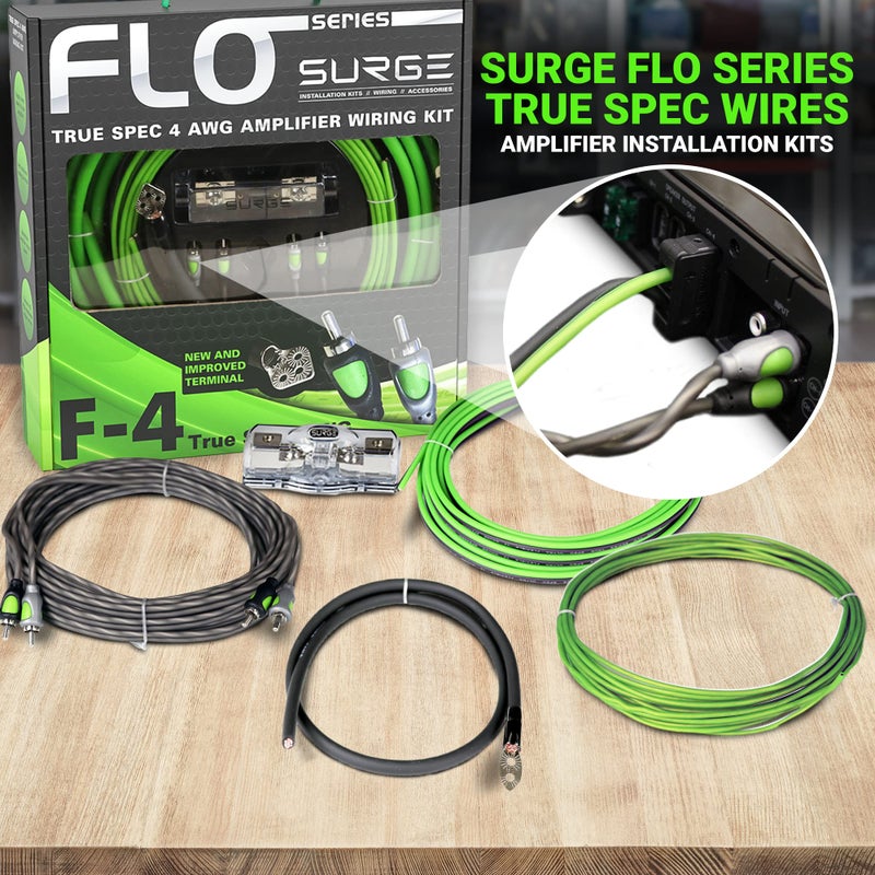 Surge Flo Series 4 Gauge Amplifier Installation Wiring Kit | True Spec 4 AWG | Pre-Terminated 18 ft Power Cable & 3 ft Ground Cable | Double-Shielded RCA | Full-Size ANL Fuse Holder with 100A Fuse - Image 5